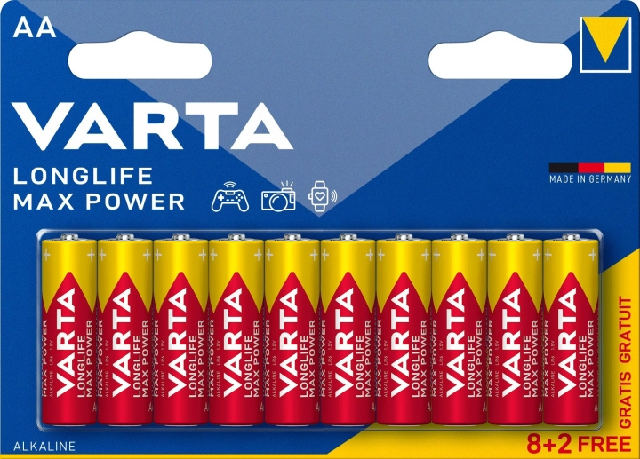 Varta Longlife Max Power AA 10 Pack (8+2) ryhmässä KODINELEKTRONIIKKA / Paristot & Laturit / Akut / AA @ TP E-commerce Nordic AB (C75559)