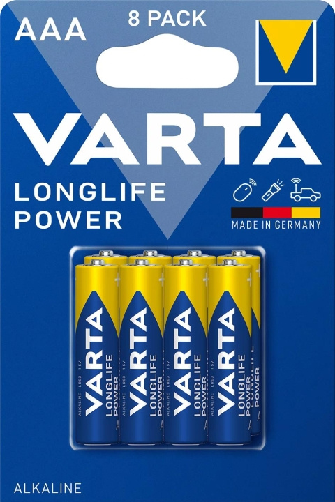 Varta Longlife Power AAA 8 Pack ryhmässä KODINELEKTRONIIKKA / Paristot & Laturit / Akut / AAA @ TP E-commerce Nordic AB (C75560)