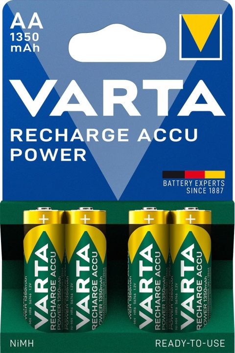 Varta Recharge Charge Accu Power AA 1350mAh 4 Pack ryhmässä KODINELEKTRONIIKKA / Paristot & Laturit / Akut / AA @ TP E-commerce Nordic AB (C75565)