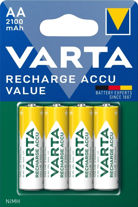 Varta Recharge Charge Accu Value AA 2100mAh 4 Pack ryhmässä KODINELEKTRONIIKKA / Paristot & Laturit / Akut / AA @ TP E-commerce Nordic AB (C75566)