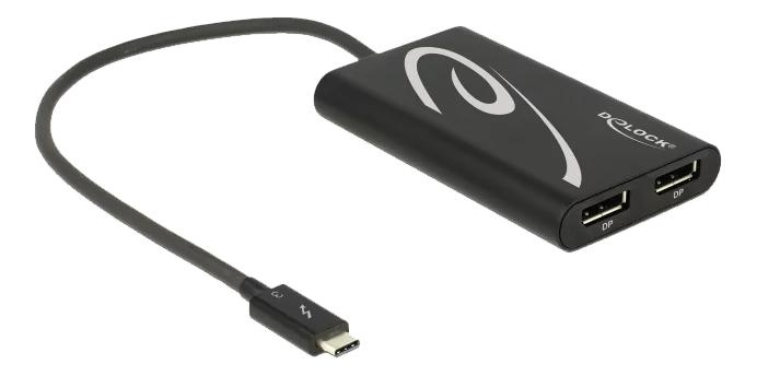 DeLOCK Adapter Thunderbolt™ 3 male > 2 x DisplayPort female 4K 60Hz ryhmässä TIETOKOONET & TARVIKKEET / Kaapelit & Sovittimet / DisplayPort / Sovittimet @ TP E-commerce Nordic AB (C75623)