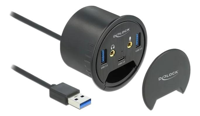 DeLOCK 3 Port In-Desk Hub USB 1 x USB Type-C and 2 x USB Type-A +HD ryhmässä TIETOKOONET & TARVIKKEET / Tietokonetarvikkeet / USB-telakat @ TP E-commerce Nordic AB (C75624)