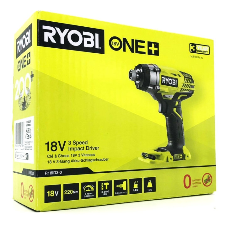 Ryobi One+ R18ID3-0 Impact drill without battery Without battery Without battery Without battery Without battery 1/4 ryhmässä KOTI, TALOUS JA PUUTARHA / Työkalut & Tee itse / Porakoneet @ TP E-commerce Nordic AB (C75781)