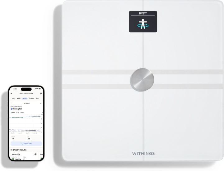 Withings Body Comp White -kehonkoostumusvaaka wifi-yhteydellä ryhmässä KAUNEUS JA TERVEYS / Terveydenhoito / Henkilövaaka @ TP E-commerce Nordic AB (C76131)