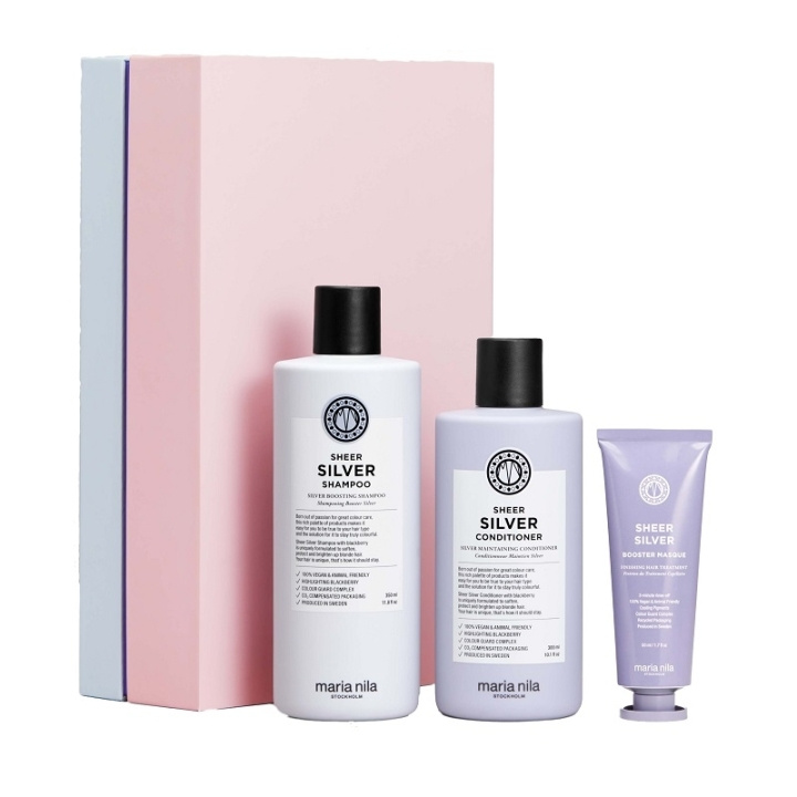 Maria Nila Giftset Maria Nila Sheer Silver Beauty Box ryhmässä KAUNEUS JA TERVEYS / Hiukset &Stailaus / Hiustenhoito / Hiusväri / Hopeinen shampoo @ TP E-commerce Nordic AB (C76291)