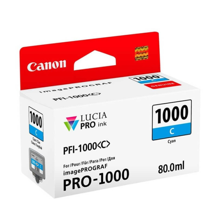 Canon Ink 0547C001 PFI-1000 Cyan ryhmässä TIETOKOONET & TARVIKKEET / Tulostimet & Tarvikkeet / Musteet ja väriaineet / Mustepatruunat / Canon @ TP E-commerce Nordic AB (C76476)