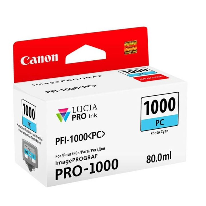 Canon Ink 0550C001 PFI-1000 Photo Cyan ryhmässä TIETOKOONET & TARVIKKEET / Tulostimet & Tarvikkeet / Musteet ja väriaineet / Mustepatruunat / Canon @ TP E-commerce Nordic AB (C76479)