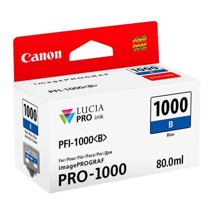 Canon Ink 0555C001 PFI-1000 Blue ryhmässä TIETOKOONET & TARVIKKEET / Tulostimet & Tarvikkeet / Musteet ja väriaineet / Mustepatruunat / Canon @ TP E-commerce Nordic AB (C76484)