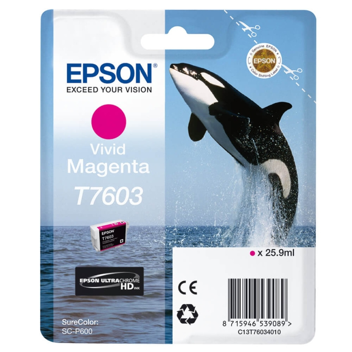 Epson Ink UltraChrome HD T76034N10 Vivid Magenta ryhmässä TIETOKOONET & TARVIKKEET / Tulostimet & Tarvikkeet / Musteet ja väriaineet / Mustepatruunat / Epson @ TP E-commerce Nordic AB (C76543)