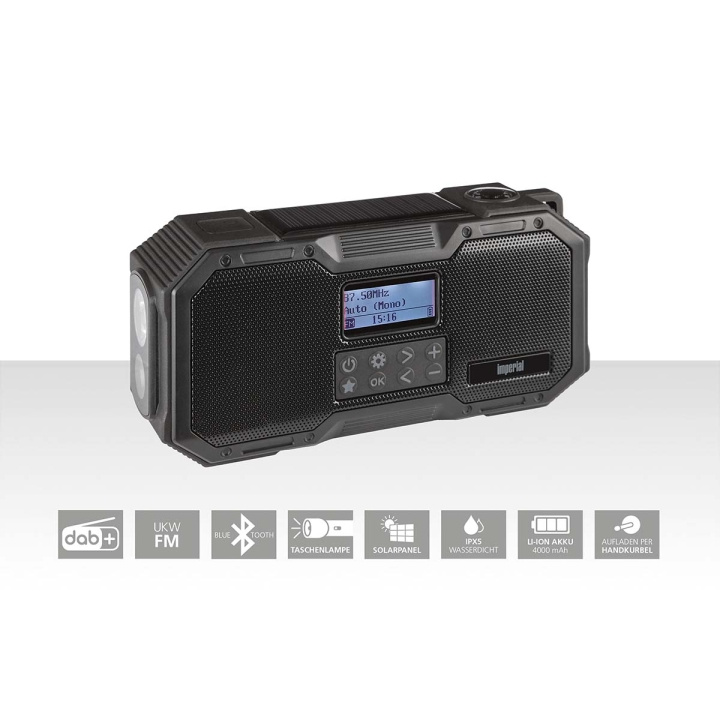 imperial DABMAN OR 1 Vankka DAB+ / FM / Bluetooth ulkoradio / kampuraradio musta ryhmässä KODINELEKTRONIIKKA / Ääni & Kuva / Kotiteatteri, HiFi ja kannettavat / Radio & Herätyskellot / Radio @ TP E-commerce Nordic AB (C76557)