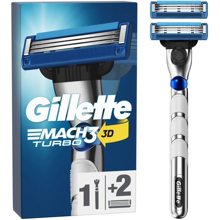 Gillette Rakhyvel Mach3 Turbo 2st rakblad ryhmässä KAUNEUS JA TERVEYS / Hiukset &Stailaus / Sheivaus ja trimmaus / Partahöylät & Tarvikkeet @ TP E-commerce Nordic AB (C76778)