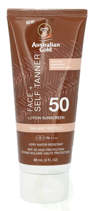 Australian Gold Face+ Self Tanner Sunscreen Lotion SPF50 88 ml ryhmässä KAUNEUS JA TERVEYS / Ihonhoito / Rusketus / Aurinkosuoja @ TP E-commerce Nordic AB (C77039)