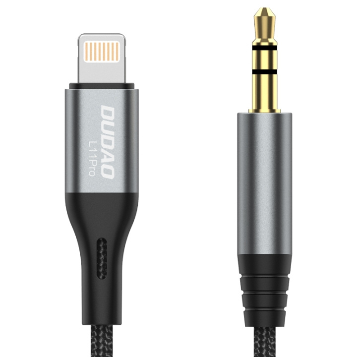 Dudao L11PRO 3.5mm Jack to Lightning cable 1m gray ryhmässä ÄLYPUHELIMET JA TABLETIT / Laturit & Kaapelit / Kaapelit / Lightning kaapelit @ TP E-commerce Nordic AB (C77134)