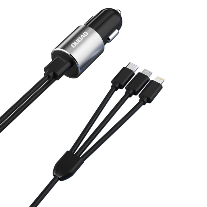 Dudao R5ProN car adapter 17Watt Lightning/USB-C/USB Micro 1m ryhmässä ÄLYPUHELIMET JA TABLETIT / Laturit & Kaapelit / Autolaturi / Autolaturi Tyyppi C @ TP E-commerce Nordic AB (C77138)