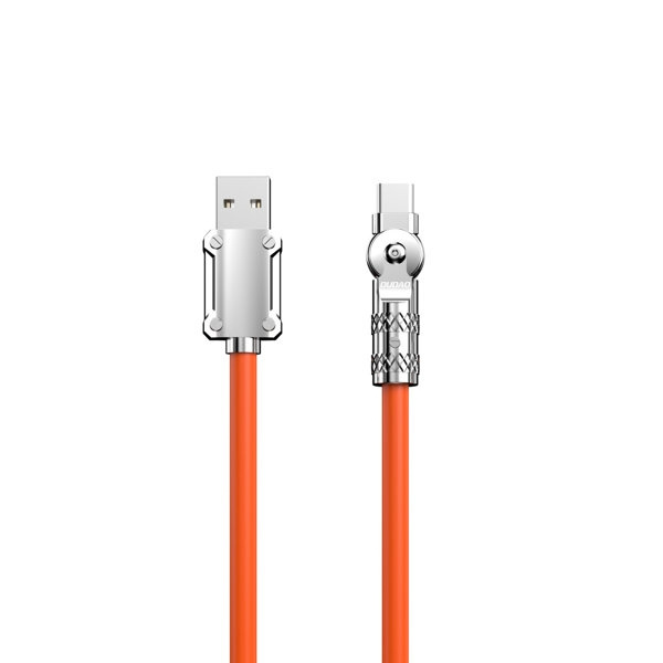 Dudao L24AC USB-A to USB-C angled cable 120W 1m 180° rotation orange ryhmässä TIETOKOONET & TARVIKKEET / Kaapelit & Sovittimet / USB / USB-C @ TP E-commerce Nordic AB (C77142)