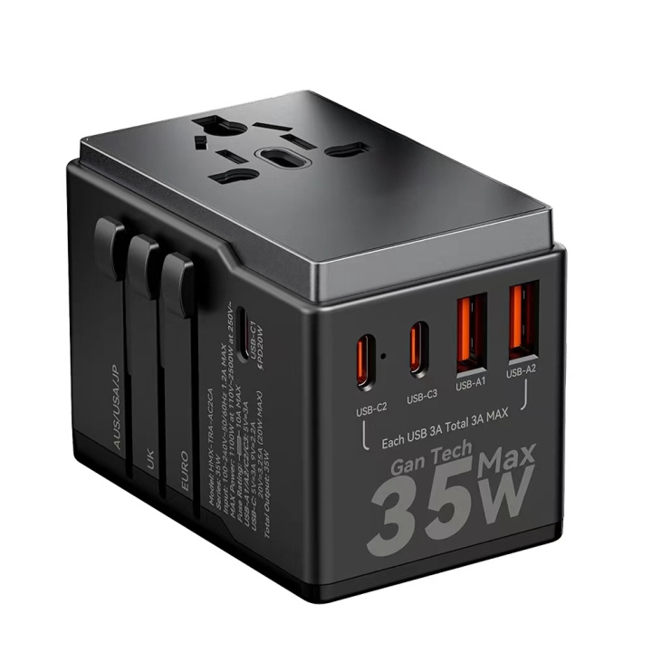 Dudao A35 Universal Travel Adapter Black ryhmässä KOTI, TALOUS JA PUUTARHA / Sähkö & Valaistus / Matkasovittimet @ TP E-commerce Nordic AB (C77168)