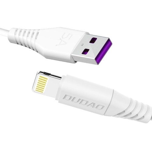 Dudao L2L USB-A to Lightning cable 2m white ryhmässä ÄLYPUHELIMET JA TABLETIT / Laturit & Kaapelit / Kaapelit / Lightning kaapelit @ TP E-commerce Nordic AB (C77174)