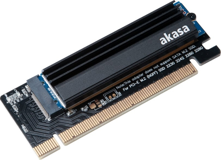 Akasa M.2 SSD to PCIe Adapter Card with Heatsink Cooler -adapteri ryhmässä TIETOKOONET & TARVIKKEET / Tietokoneen komponentit / Kovalevyt / Sovittimet & Tarvikkeet @ TP E-commerce Nordic AB (C77527)