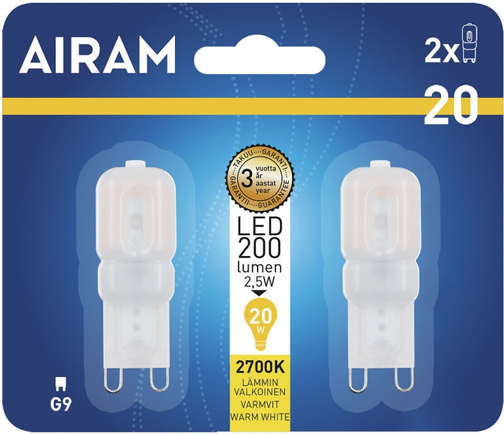 Airam LED polttimokupu opaali G9 -lamppu 200 lm 2-pack ryhmässä KODINELEKTRONIIKKA / Valaistus / LED-lamput @ TP E-commerce Nordic AB (C77528)