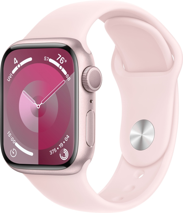 Apple Watch Series 9 (GPS) 41 mm pinkki alumiinikuori ja vaaleanpunainen urheiluranneke, M/L (MR943) ryhmässä ÄLYPUHELIMET JA TABLETIT / Urheilu, koti ja vapaa-aika / Apple Watch & tarvikkeet / Apple Watch @ TP E-commerce Nordic AB (C77585)