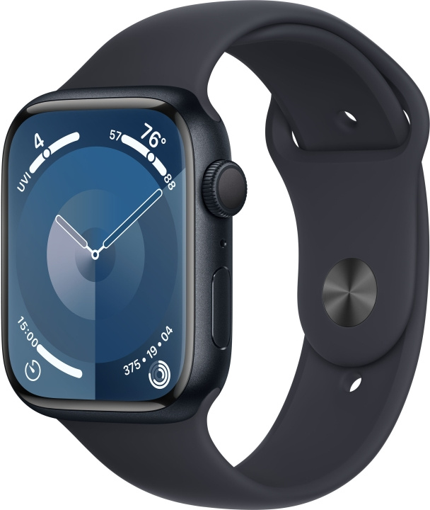 Apple Watch Series 9 (GPS) 45 mm keskiyönsininen alumiinikuori ja keskiyönsininen urheiluranneke, S/M (MR993) ryhmässä ÄLYPUHELIMET JA TABLETIT / Urheilu, koti ja vapaa-aika / Apple Watch & tarvikkeet / Apple Watch @ TP E-commerce Nordic AB (C77590)