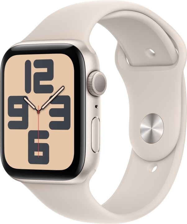 Apple Watch SE (GPS) 44 mm tähtivalkea alumiinikuori ja tähtivalkea urheiluranneke, M/L (MRE53) ryhmässä ÄLYPUHELIMET JA TABLETIT / Urheilu, koti ja vapaa-aika / Apple Watch & tarvikkeet / Apple Watch @ TP E-commerce Nordic AB (C77616)