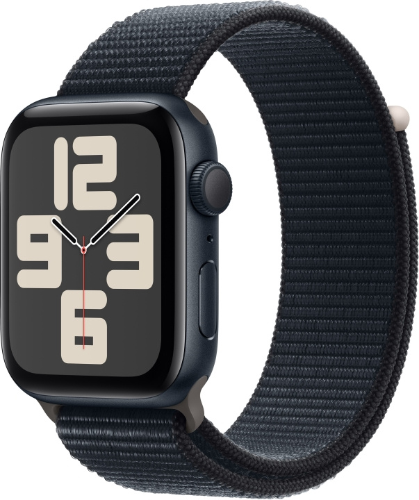 Apple Watch SE (GPS) 44 mm keskiyönsininen alumiinikuori ja keskiyönsininen Sport Loop -ranneke (MREA3) ryhmässä ÄLYPUHELIMET JA TABLETIT / Urheilu, koti ja vapaa-aika / Apple Watch & tarvikkeet / Apple Watch @ TP E-commerce Nordic AB (C77624)