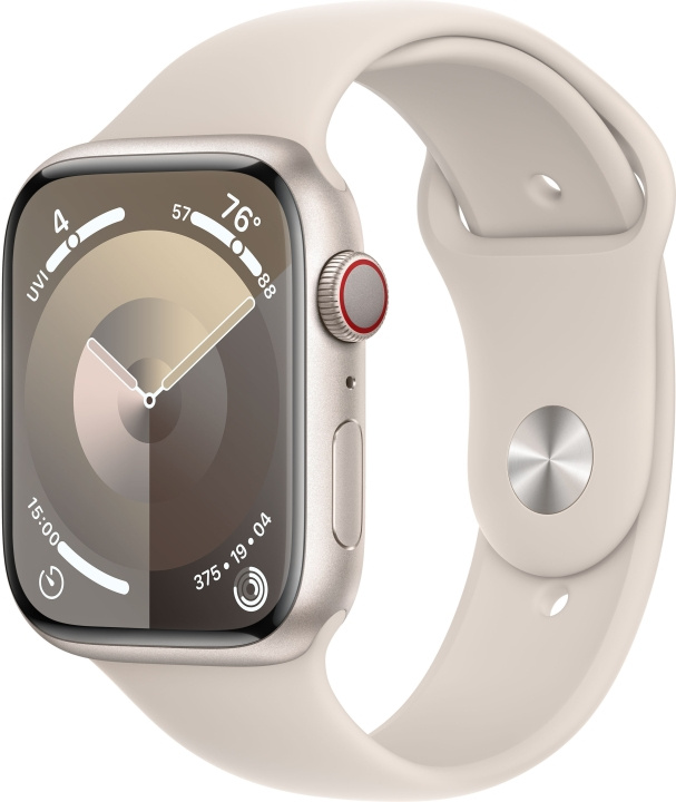 Apple Watch Series 9 (GPS + Cellular) 45 mm tähtivalkea alumiinikuori ja tähtivalkea urheiluranneke, S/M (MRM83) ryhmässä ÄLYPUHELIMET JA TABLETIT / Urheilu, koti ja vapaa-aika / Apple Watch & tarvikkeet / Apple Watch @ TP E-commerce Nordic AB (C77628)