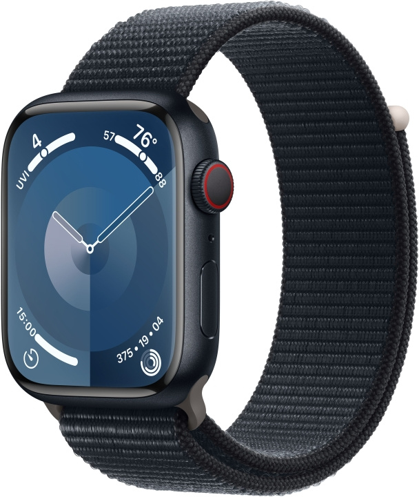 Apple Watch Series 9 (GPS + Cellular) 45 mm keskiyönsininen alumiinikuori ja keskiyönsininen Sport Loop -ranneke (MRMF3) ryhmässä ÄLYPUHELIMET JA TABLETIT / Urheilu, koti ja vapaa-aika / Apple Watch & tarvikkeet / Apple Watch @ TP E-commerce Nordic AB (C77634)