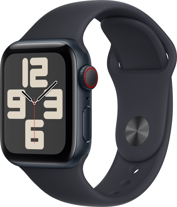 Apple Watch SE (GPS + Cellular) 40 mm keskiyönsininen alumiinikuori ja keskiyönsininen urheiluranneke, S/M (MRG73) ryhmässä ÄLYPUHELIMET JA TABLETIT / Urheilu, koti ja vapaa-aika / Apple Watch & tarvikkeet / Apple Watch @ TP E-commerce Nordic AB (C77638)