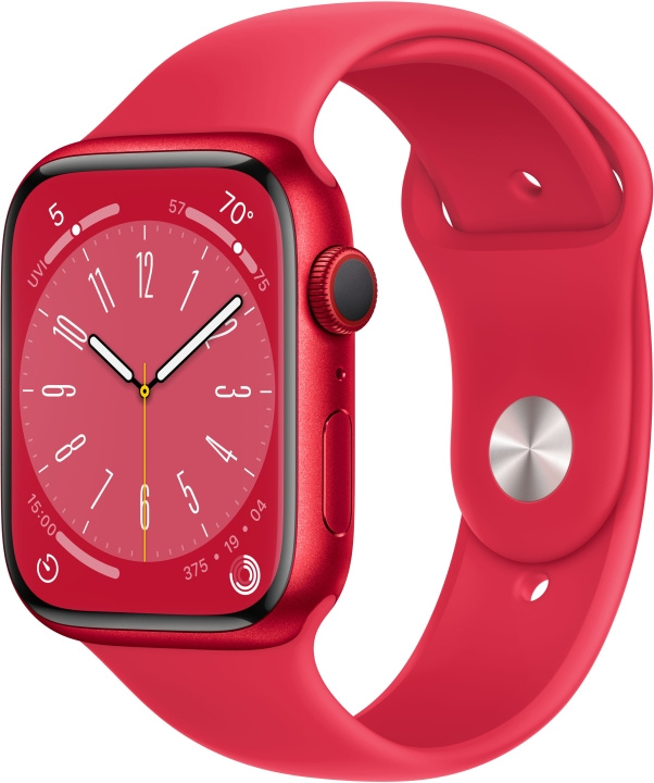 Apple Watch Series 8 (GPS + Cellular) 45 mm punainen (PRODUCT)RED alumiinikuori ja punainen (PRODUCT)RED urheiluranneke (MNKA3) ryhmässä ÄLYPUHELIMET JA TABLETIT / Urheilu, koti ja vapaa-aika / Apple Watch & tarvikkeet / Apple Watch @ TP E-commerce Nordic AB (C77891)