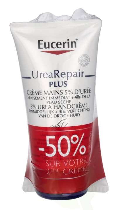 Eucerin Urea Plus Repair 5% Hand Cream Duo Set 150 ml 2x75ml ryhmässä KAUNEUS JA TERVEYS / Manikyyri/Pedikyyri / Käsirasva @ TP E-commerce Nordic AB (C77934)