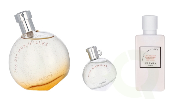 Hermes Eau Des Merveilles Giftset 97.5 ml Edt Spray 50ml/Edt Miniature 7,5ml/Body Lotion 40ml ryhmässä KAUNEUS JA TERVEYS / Lahjapakkaukset / Naisten lahjapakkaukset @ TP E-commerce Nordic AB (C77943)