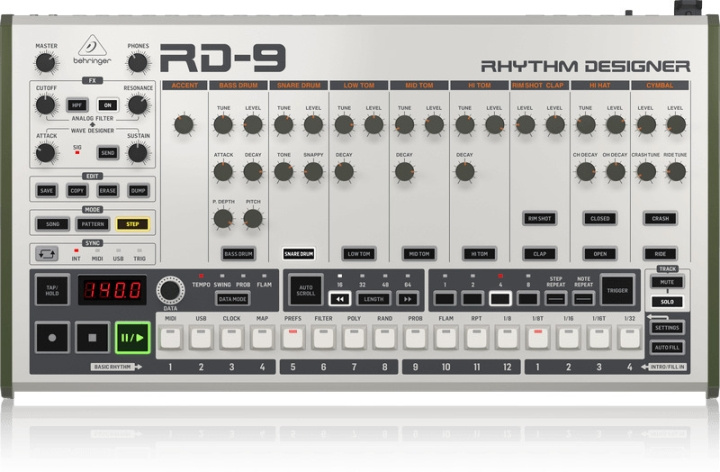 BEHRINGER RD-9 -analoginen rumpukone ryhmässä URHEILU, VAPAA-AIKA JA HARRASTUS / Harrastus / Musiikki / Tarvikkeet soittimille @ TP E-commerce Nordic AB (C78219)