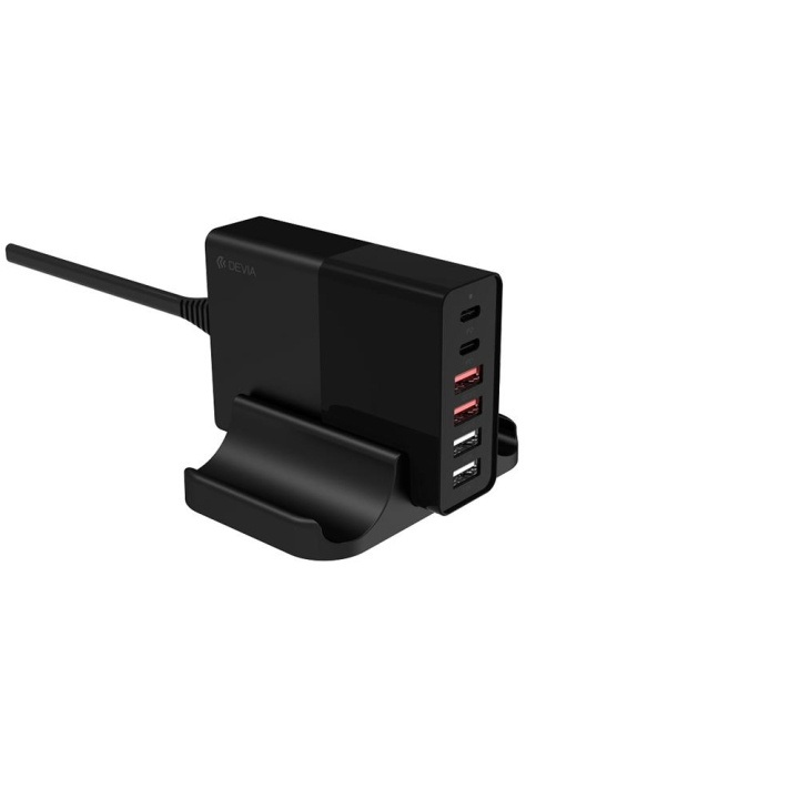 Devia väggladdare Extreme PD QC 3.0 75W 2x USB-C 4x USB svart ryhmässä ÄLYPUHELIMET JA TABLETIT / Laturit & Kaapelit / Seinälaturi / Seinälaturi USB @ TP E-commerce Nordic AB (C78605)