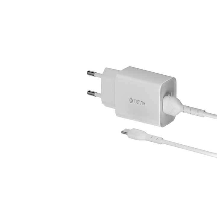 Devia väggladdare Smart 2x USB 2,4A vit + USB-C-kabel ryhmässä ÄLYPUHELIMET JA TABLETIT / Laturit & Kaapelit / Seinälaturi / Seinälaturi USB @ TP E-commerce Nordic AB (C78648)