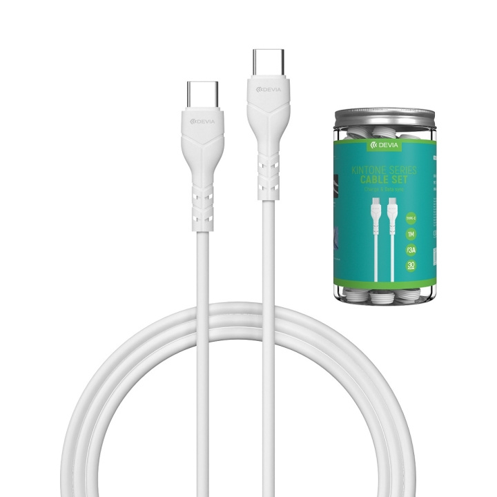 Devia kabel Kintone EC151 USB-C - USB-C 1,0 m 3A vit set 30 st ryhmässä ÄLYPUHELIMET JA TABLETIT / Laturit & Kaapelit / Kaapelit / Tyyppi C -kaapelit @ TP E-commerce Nordic AB (C78651)