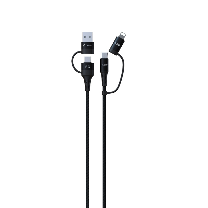 Devia kabel 4in1 Extreme EC504 PD USB-C + USB - USB-C + Lightning 1,5 m svart ryhmässä ÄLYPUHELIMET JA TABLETIT / Laturit & Kaapelit / Kaapelit / Lightning kaapelit @ TP E-commerce Nordic AB (C78653)