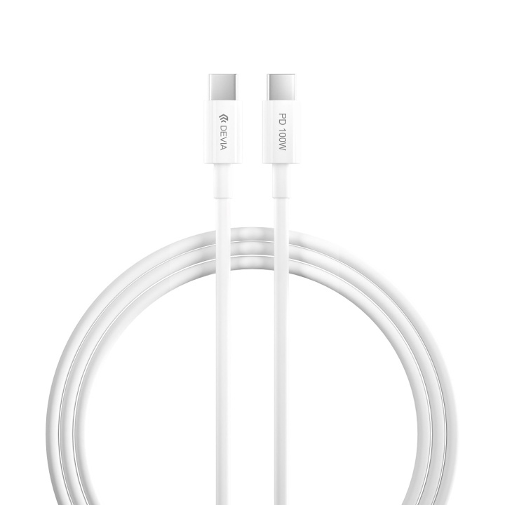 Devia kabel Smart EC317 PD USB-C - USB-C 1,5 m 100W 5A vit ryhmässä ÄLYPUHELIMET JA TABLETIT / Laturit & Kaapelit / Kaapelit / Tyyppi C -kaapelit @ TP E-commerce Nordic AB (C78654)