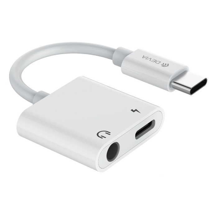 Devia adapter EC610 USB-C - USB-C (port) + jack 3,5mm (port) vit ryhmässä KODINELEKTRONIIKKA / Kaapelit & Sovittimet / Analoginen ääni / Sovittimet @ TP E-commerce Nordic AB (C78656)