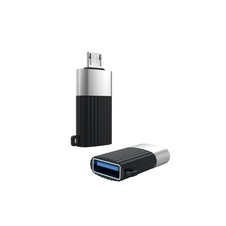 XO adapter NB149-G USB - microUSB svart OTG ryhmässä ÄLYPUHELIMET JA TABLETIT / Laturit & Kaapelit / Sovittimet @ TP E-commerce Nordic AB (C79147)