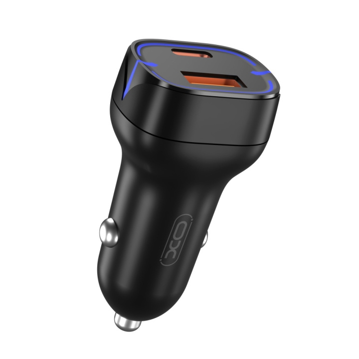 XO billaddare CC37 PD QC 3.0 20W 1X USB 1x USB-C svart ryhmässä ÄLYPUHELIMET JA TABLETIT / Laturit & Kaapelit / Autolaturi @ TP E-commerce Nordic AB (C79163)