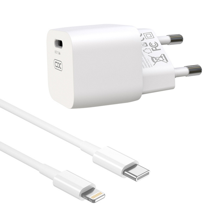 XO väggladdare CE01B PD 20W 1x USB-C vit + kabel USB-C - Lightning ryhmässä ÄLYPUHELIMET JA TABLETIT / Laturit & Kaapelit / Seinälaturi / Seinälaturi Type C @ TP E-commerce Nordic AB (C79169)