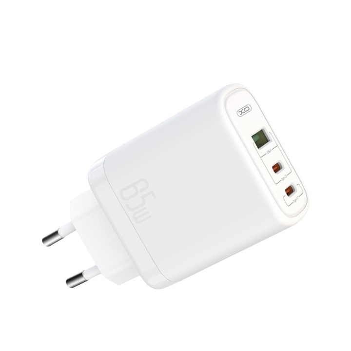 XO väggladdare CE04 PD 65W 2x USB-C 1x USB vit ryhmässä ÄLYPUHELIMET JA TABLETIT / Laturit & Kaapelit / Seinälaturi / Seinälaturi USB @ TP E-commerce Nordic AB (C79196)