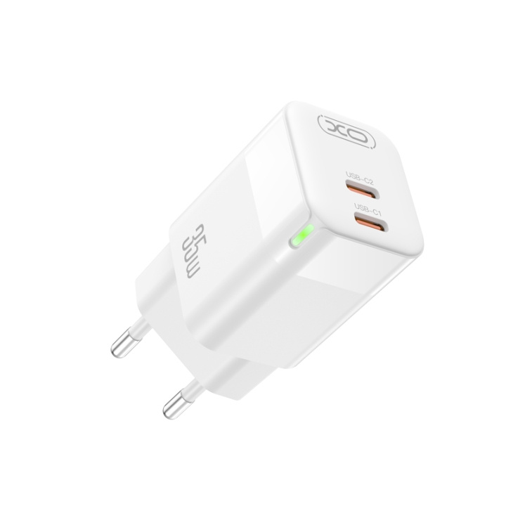 XO väggladdare CE07 PD 35W 2x USB-C vit ryhmässä ÄLYPUHELIMET JA TABLETIT / Laturit & Kaapelit / Seinälaturi / Seinälaturi Type C @ TP E-commerce Nordic AB (C79242)