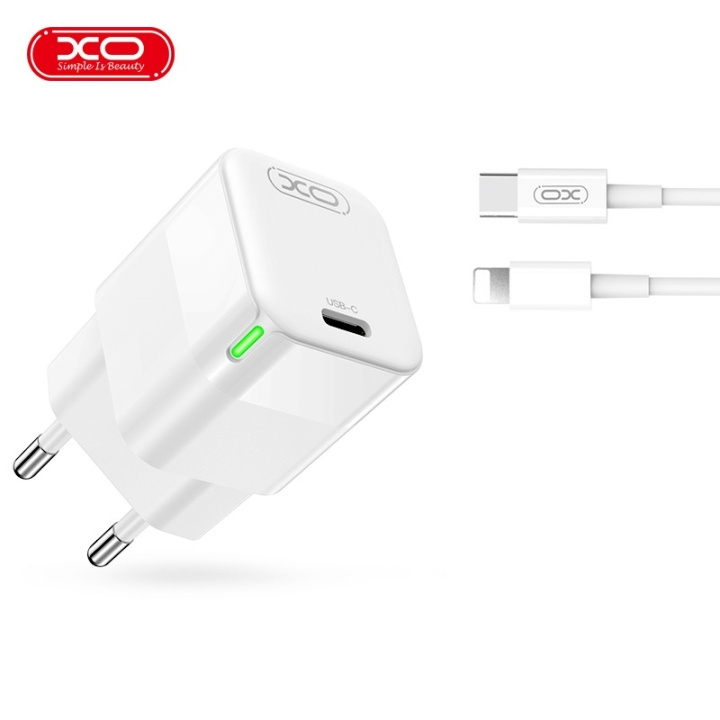 XO väggladdare CE06 PD 30W 1x USB-C vit + USB-C - Lightning-kabel ryhmässä ÄLYPUHELIMET JA TABLETIT / Laturit & Kaapelit / Seinälaturi / Seinälatruri Lightning @ TP E-commerce Nordic AB (C79246)