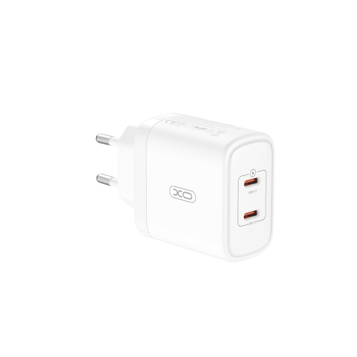 XO väggladdare CE08 PD 50W 2x USB-C vit ryhmässä ÄLYPUHELIMET JA TABLETIT / Laturit & Kaapelit / Seinälaturi / Seinälaturi Type C @ TP E-commerce Nordic AB (C79265)