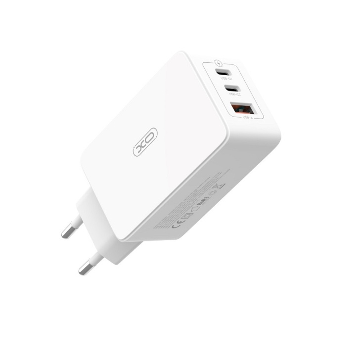 XO väggladdare CE13 PD QC 3.0 65W 1x USB 2x USB-C vit ryhmässä ÄLYPUHELIMET JA TABLETIT / Laturit & Kaapelit / Seinälaturi / Seinälaturi Type C @ TP E-commerce Nordic AB (C79276)