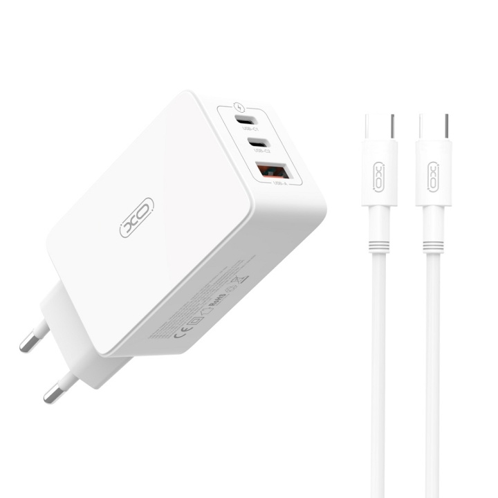 XO väggladdare CE13 PD QC 3.0 65W 1x USB 2x USB-C vit + USB-C - USB-C kabel ryhmässä ÄLYPUHELIMET JA TABLETIT / Laturit & Kaapelit / Seinälaturi / Seinälaturi Type C @ TP E-commerce Nordic AB (C79277)