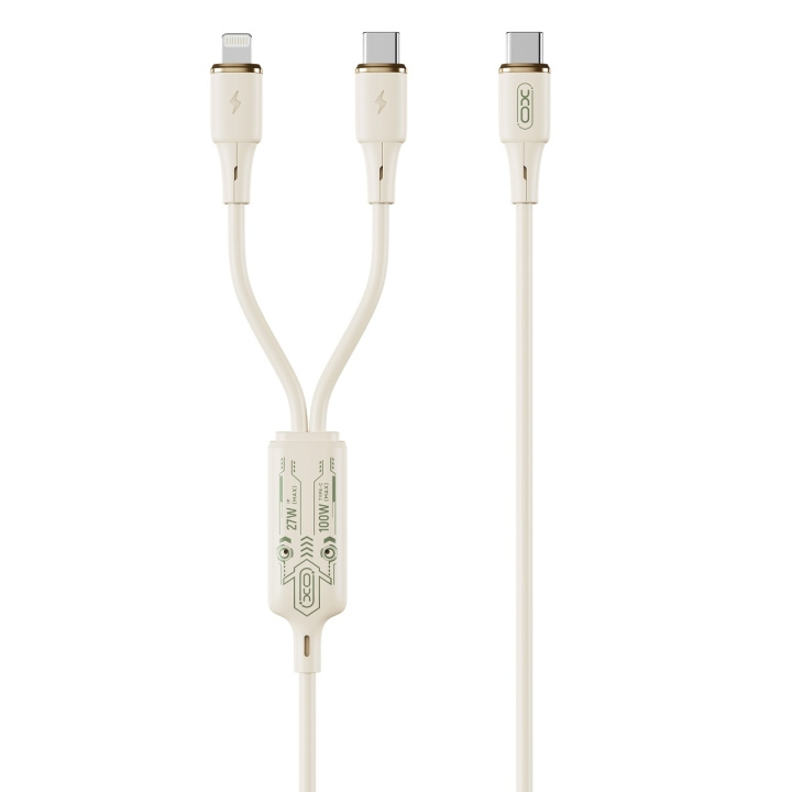 XO kabel NB-Q262 2in1 PD USB-C - Lightning + USB-C 1,2m beige 60W ryhmässä TIETOKOONET & TARVIKKEET / Kaapelit & Sovittimet / USB / USB-C @ TP E-commerce Nordic AB (C79320)